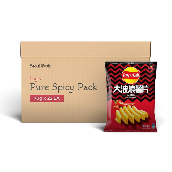 Lays Premium Pure Spicy Flavor Chips 22 Packs- 1 Carton - seouloasis.com - Seoul Oasis